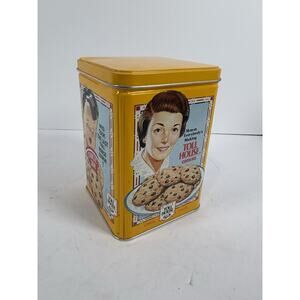 Vintage Nestle Toll House Cookies Collector Tin Yellow Retro Kitchen